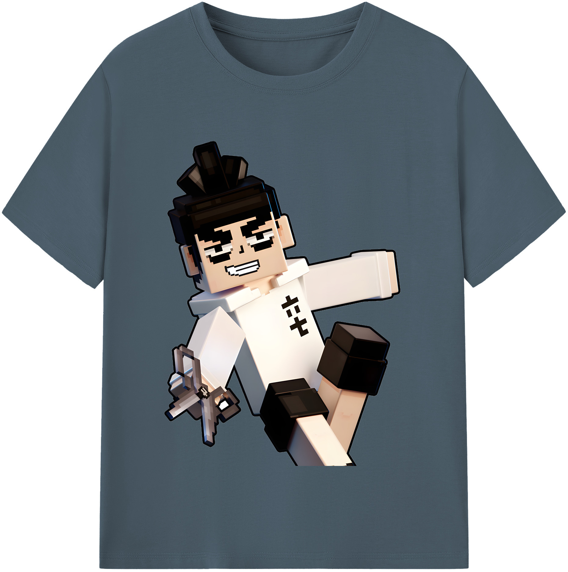 （画像用） マインクラフト ブロックの世界 Minecraft MC Block world 綿100％半袖Tシャツ（フロントプリント）